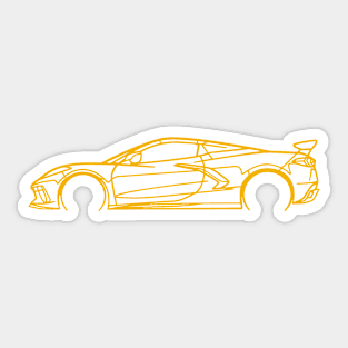 Amplify Orange C8 Corvette Racecar Side Silhouette Outline Amplify Orange Supercar Sports car Racing car Sticker